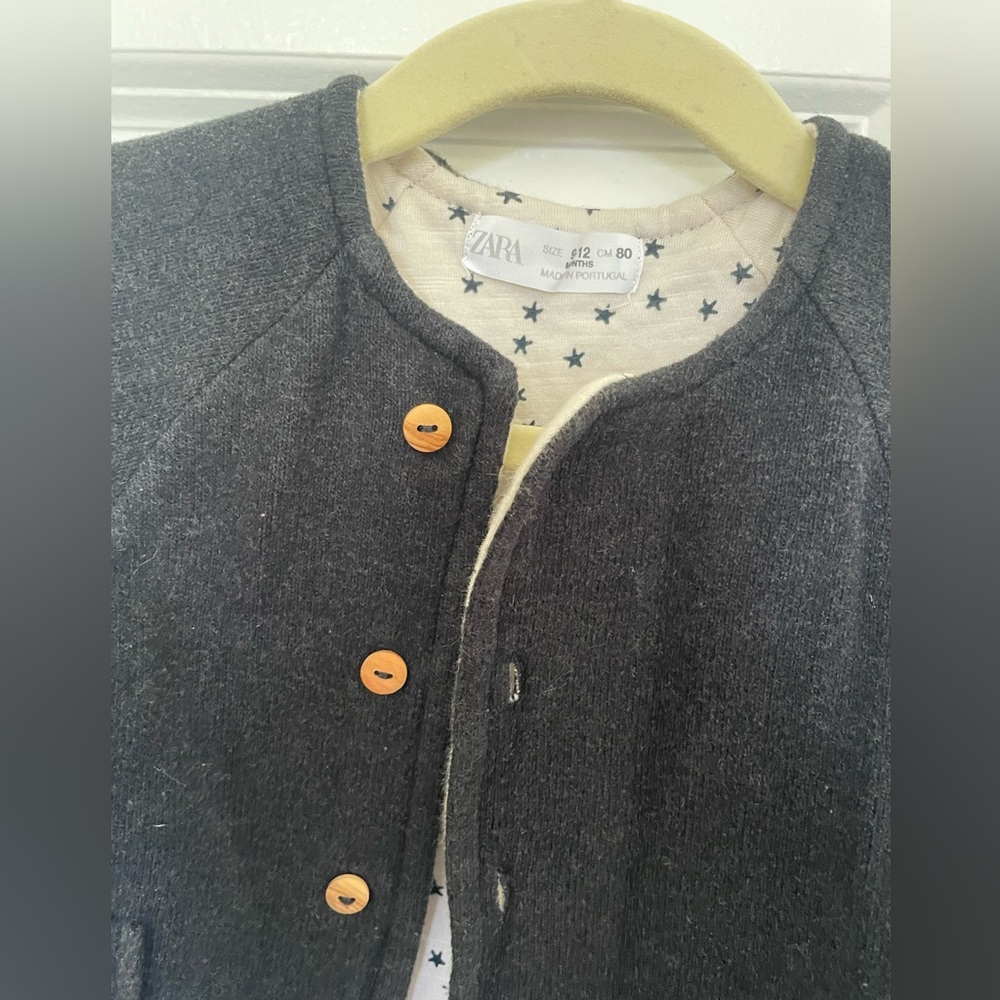 Zara plush grey fleece baby jacket. 9-12 mo